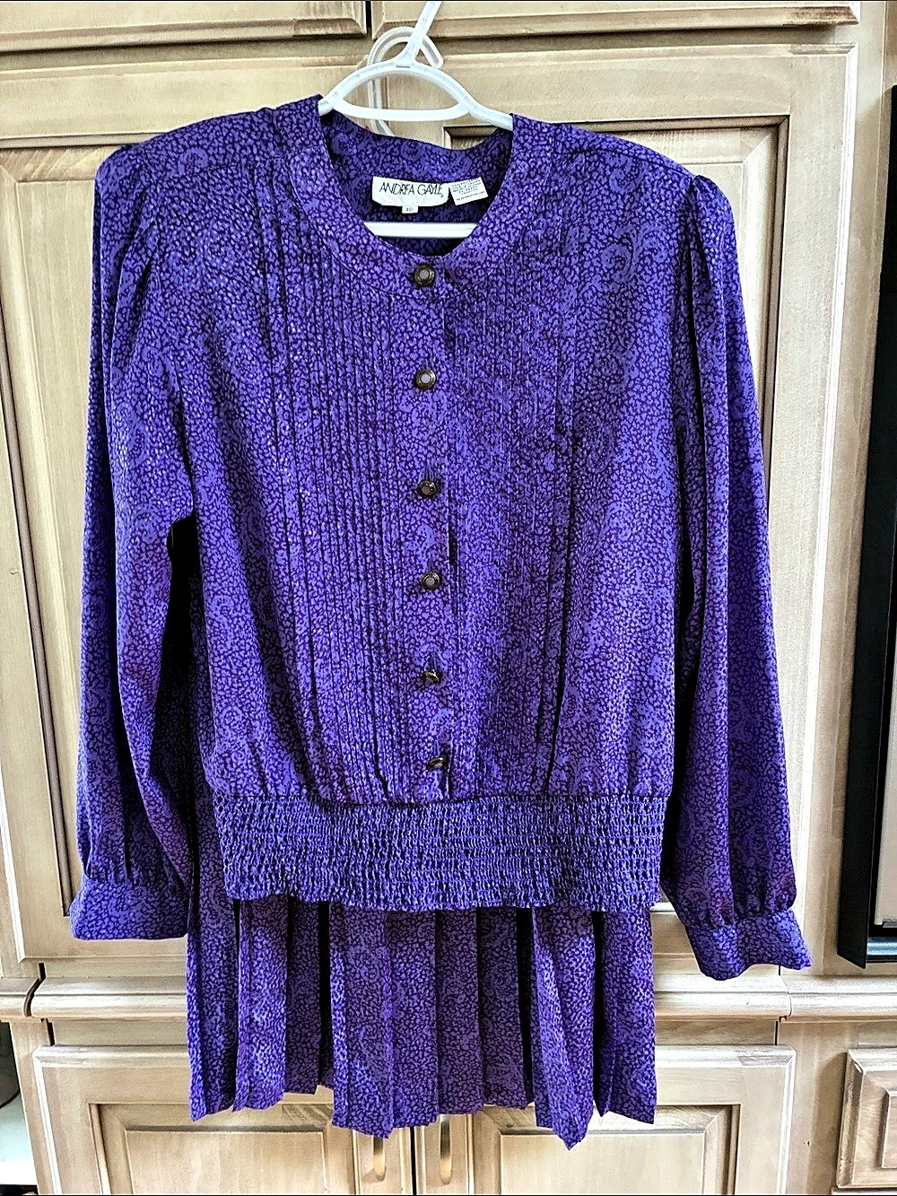 Andrea Gayle Purple Floral Blouse Size 10 Polyester